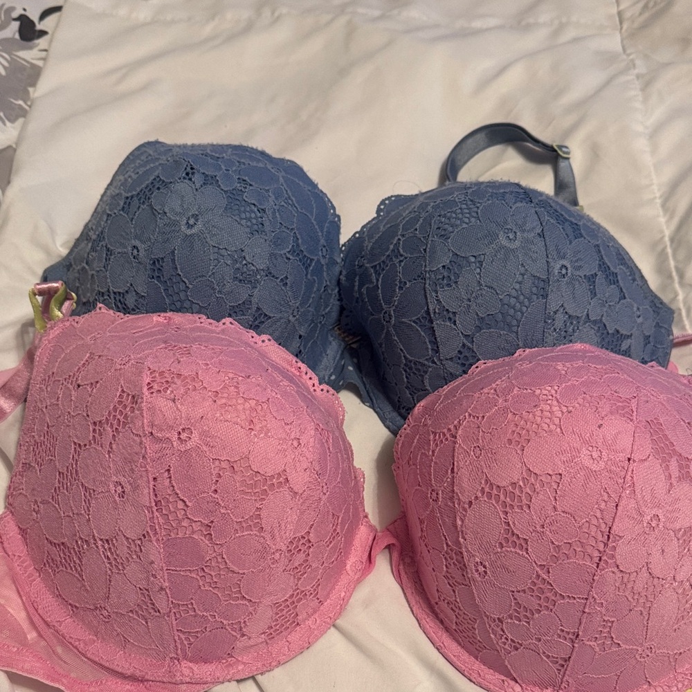 Victoria's Secret Lace Bra Duo - Pink and Blue